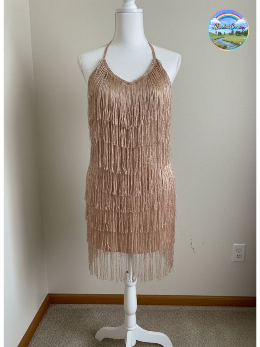 Sequin Fringe Halter Romper Sleeveless Backless Mini Disco Dance